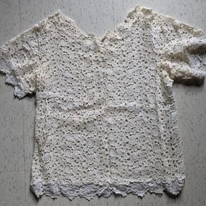 Vintage white lace top with buttons down the back